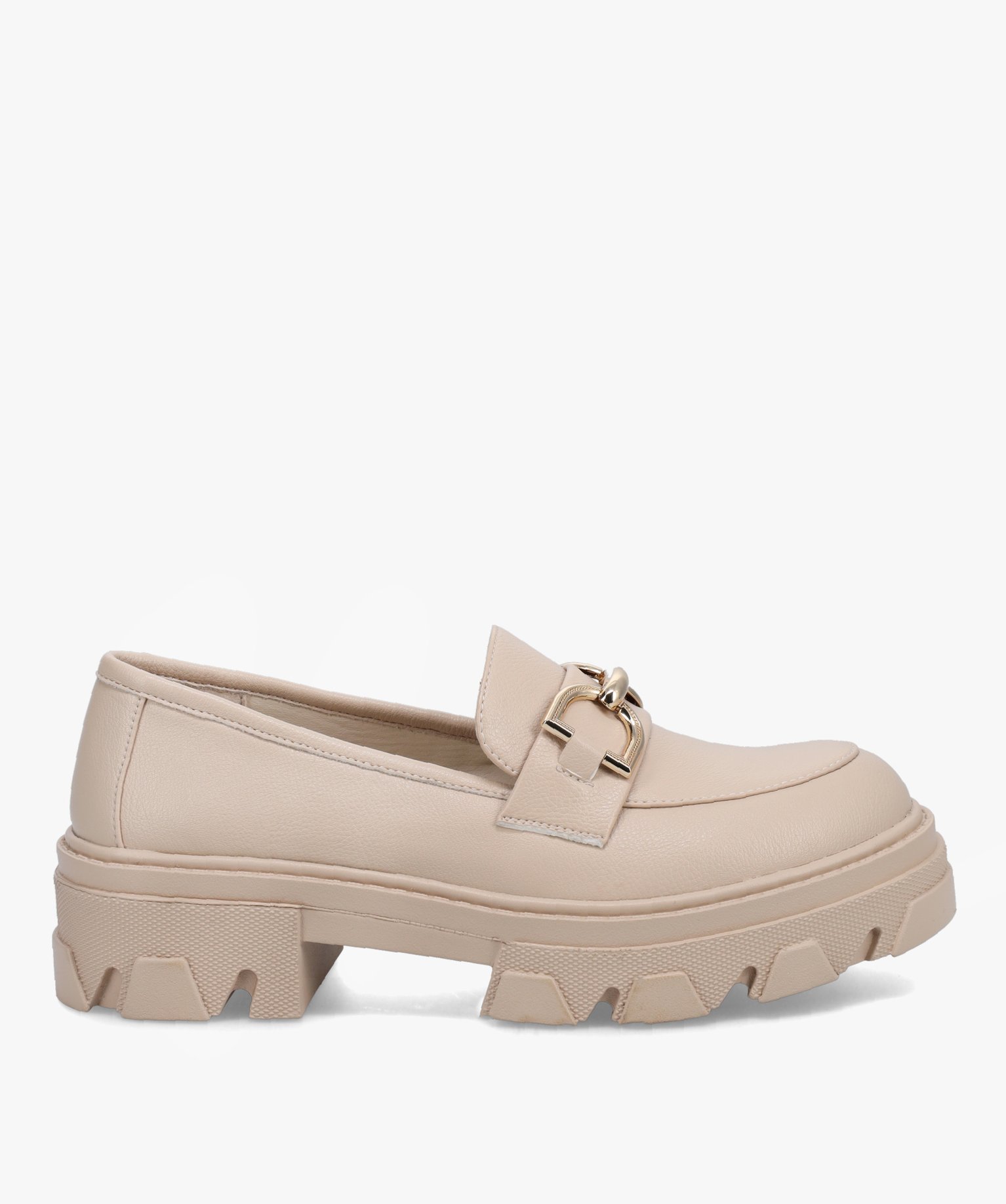 Mocassins femme unis à semelle plateforme crantée beige | GEMO