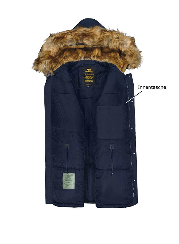 ALPHA INDUSTRIES, Parka Polar, Mikrofaser wattiert, marine