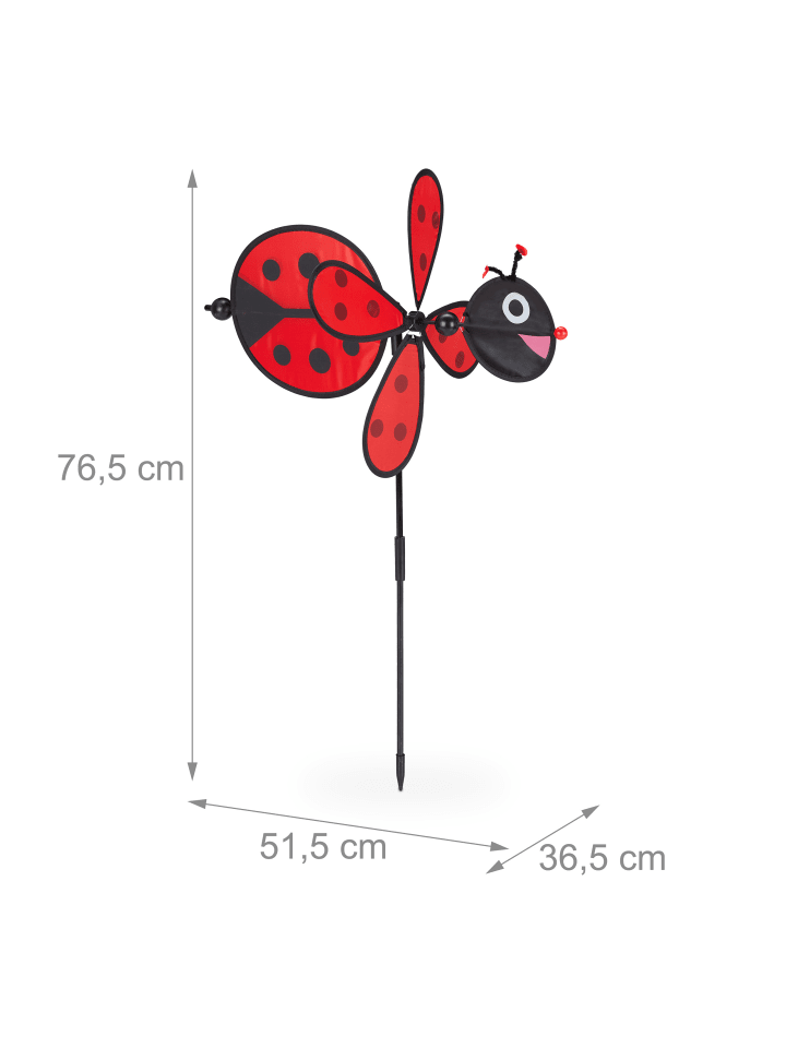relaxdays 2x Windrad in Rot/Schwarz - (B)36,5 x (H)76,5 x (T)51,5 cm günstig kaufen onesize
