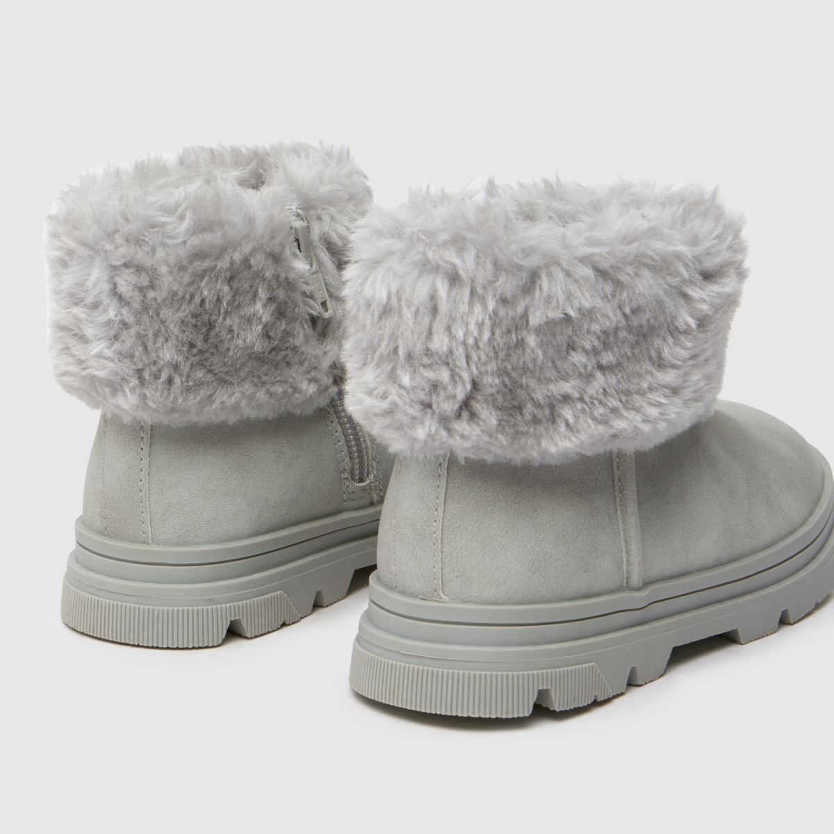 Dívčí batolecí kozačky schuh šedé barvy s třešňovou kožešinou a manžetou