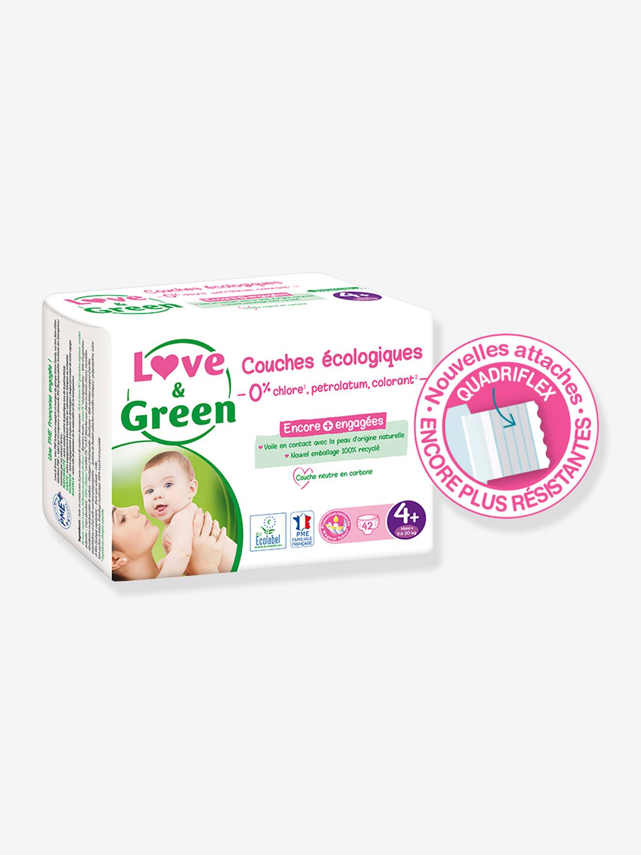 Couches hypoallergéniques T4+ x 42 LOVE & GREEN blanc