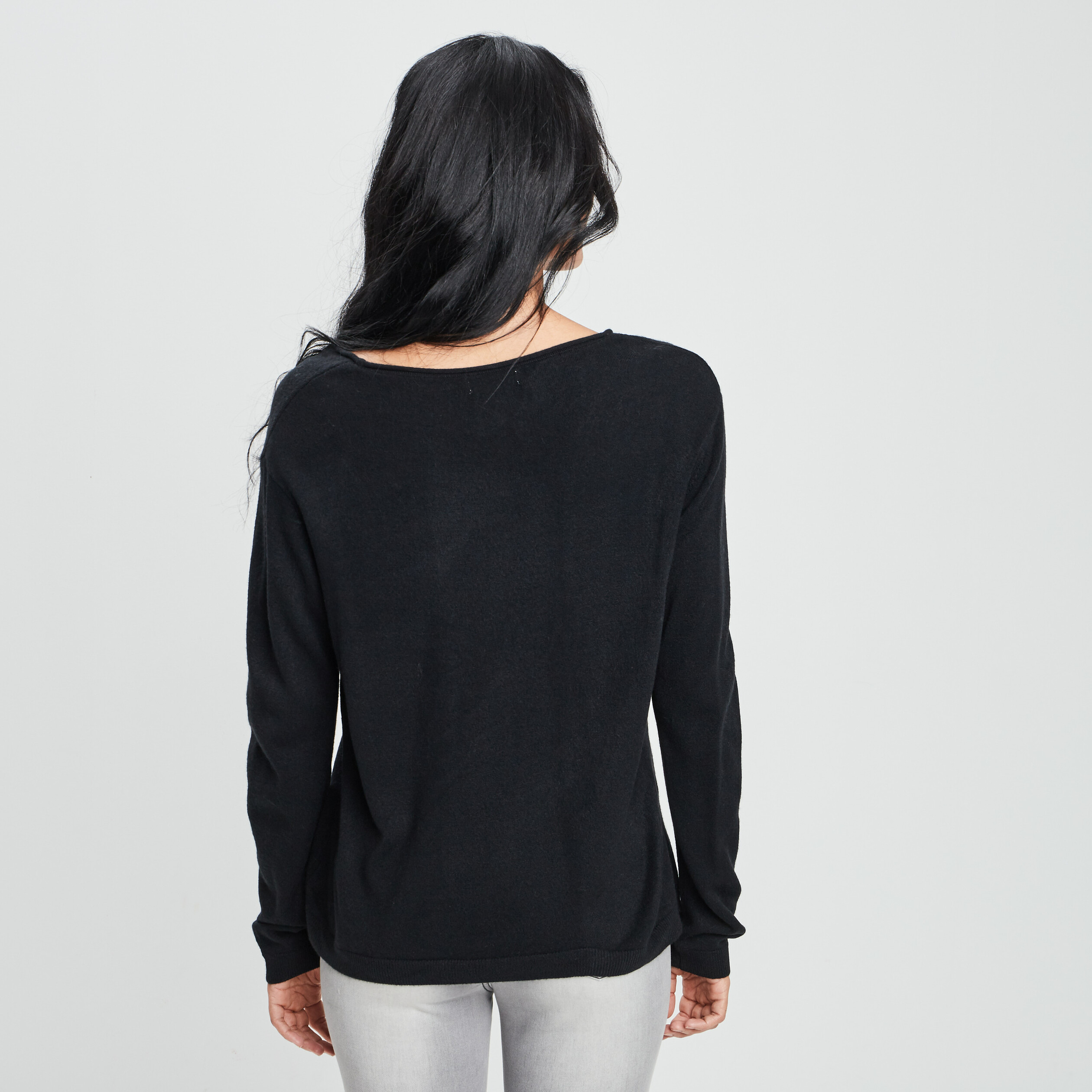 Pull avec col rond noir femme | La Halle