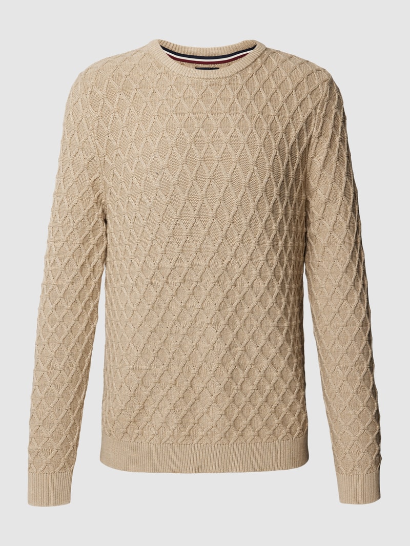 Strickpullover mit Strukturmuster in sand meliert