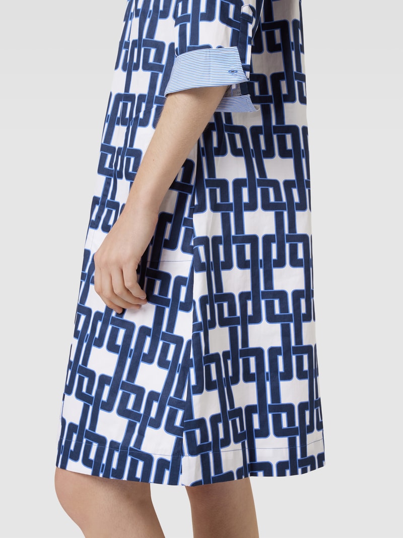 Hemdblusenkleid aus Baumwolle mit Allover-Print in dunkelblau