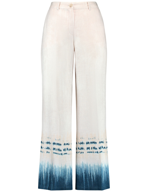 Leinenhose mit gemustertem Saum