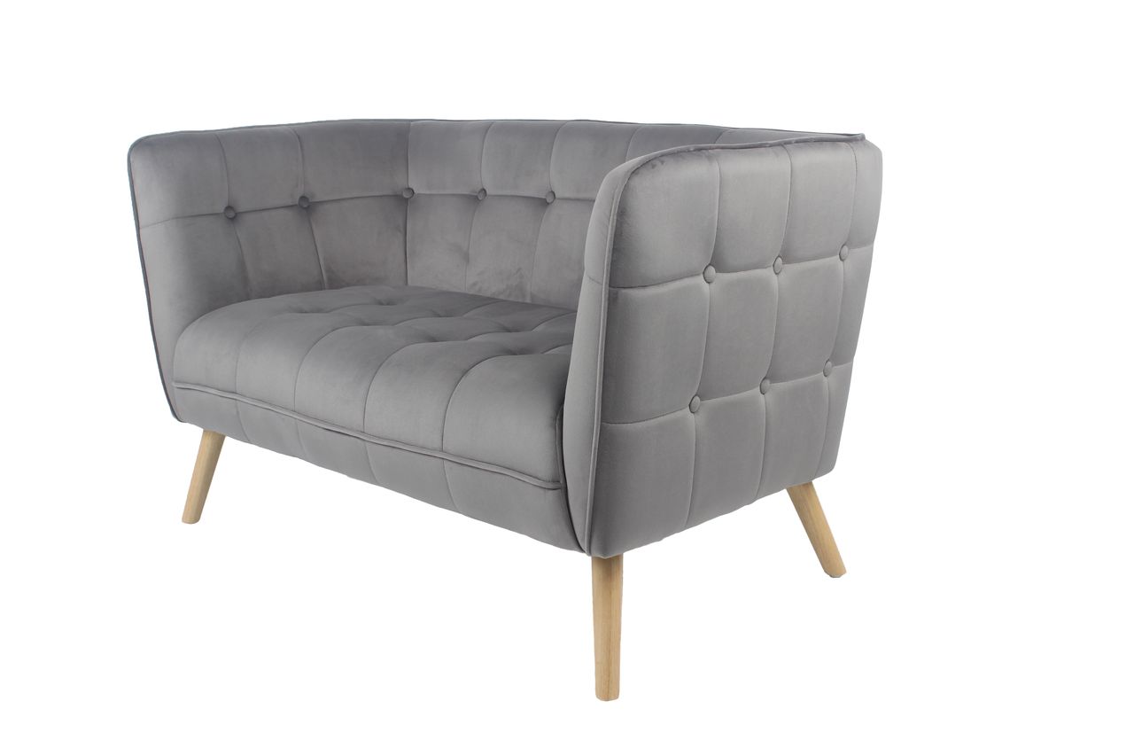 Happy Home Happy Home moderner 2-Sitzer Sitzbank mit Armlehne aus Samtbezug HWP70-GRA grau