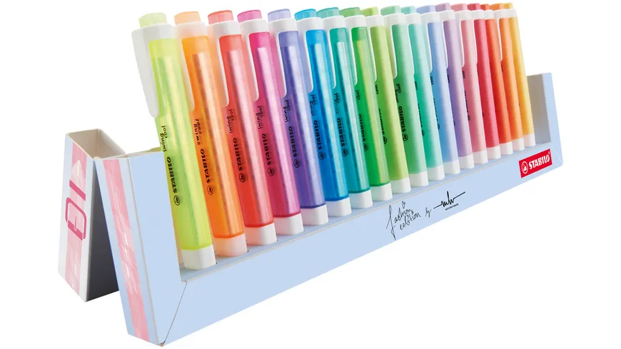 STABILO® Textmarker - STABILO swing cool - 18er Tischset - mit 18 verschiedenen Farben, 8 Leuchtfarben und 10 Pastellfarben sortiert