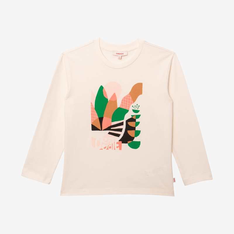 Tee-shirt fille visuel abstrait en coton recyclé blanc Catimini