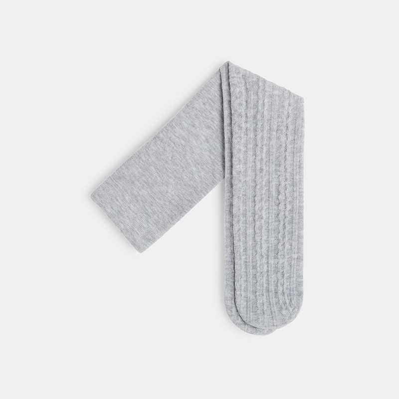 Collants chauds à torsades gris bébé fille