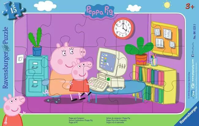 Kinderpuzzle ab 3 Jahren - Peppa am Computer - 15 Teile
