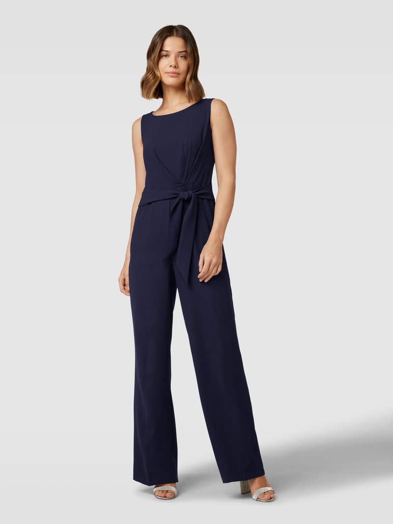 Jumpsuit mit Bindegürtel in dunkelblau