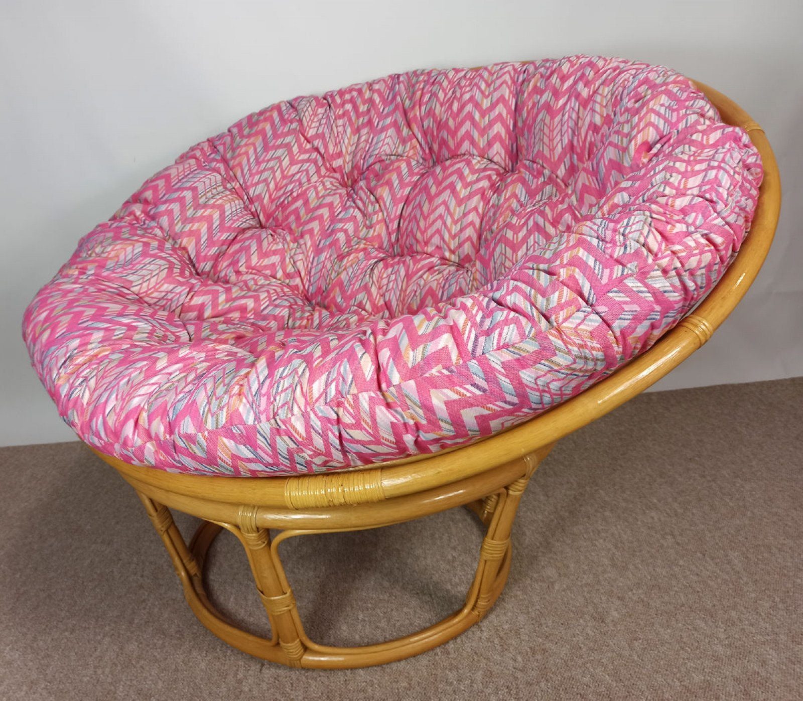 Rattani Rattanstuhl Rattan Papasansessel Papasan 110 cm cm Stoff California Dream