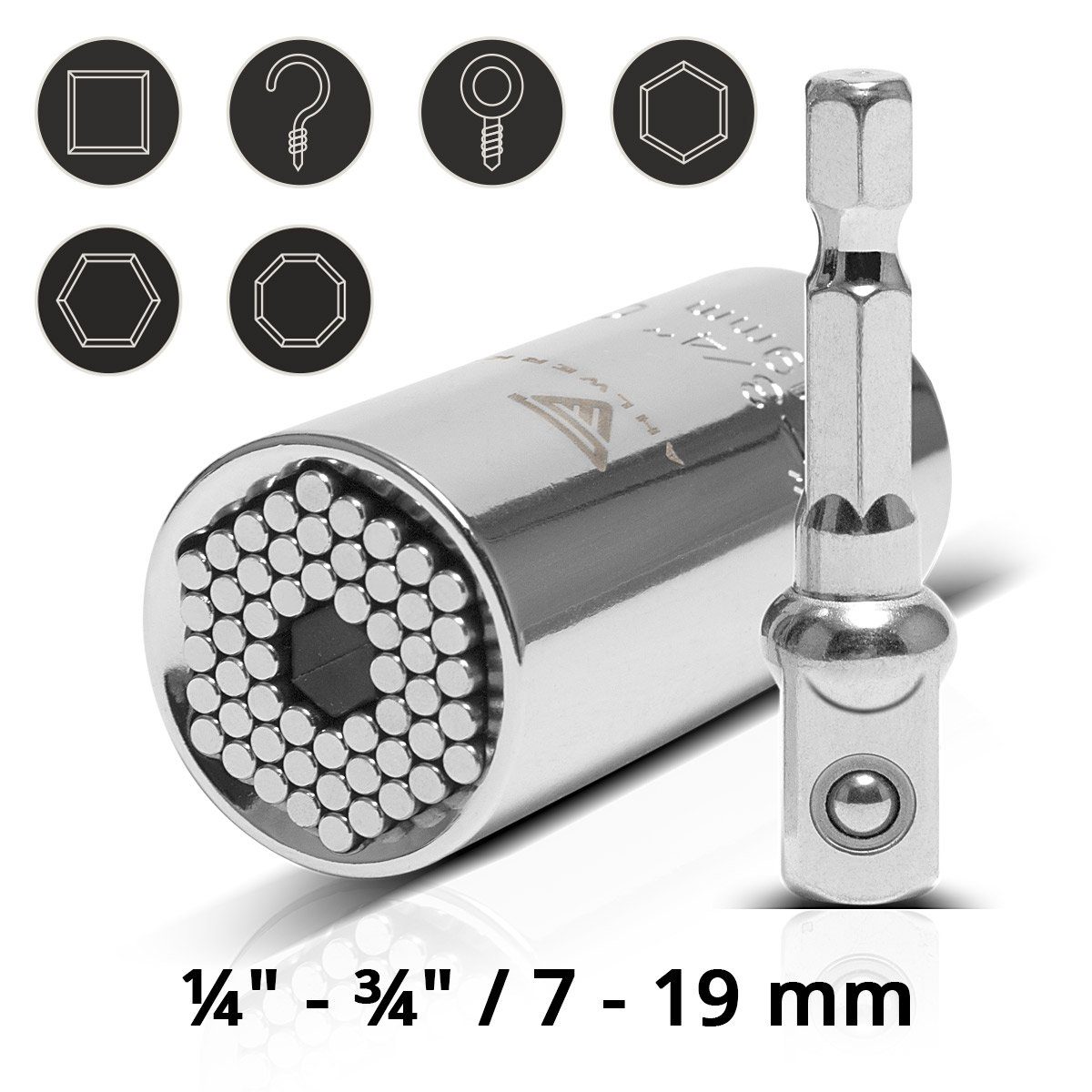 STAHLWERK Steckschlüssel Universeller 3/8 Zoll Steckschlüssel 7 bis 19 mm (Packung, 2 St)