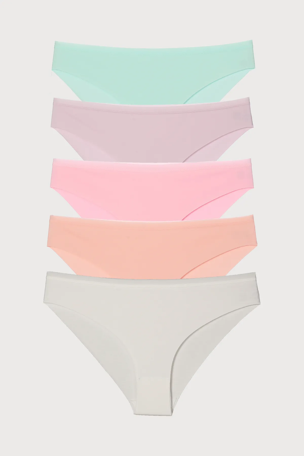 Nicoletta  Damen Slips 5er Pack Laser Cut Baumwolle Interlock Lycra Lachs
