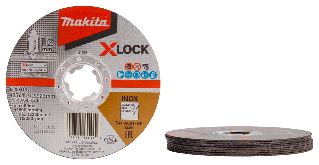 Makita Zubehör E-00418 Trennscheibe X-LOCK 125x1,2x22,23mm Edelstahl 10 Stück