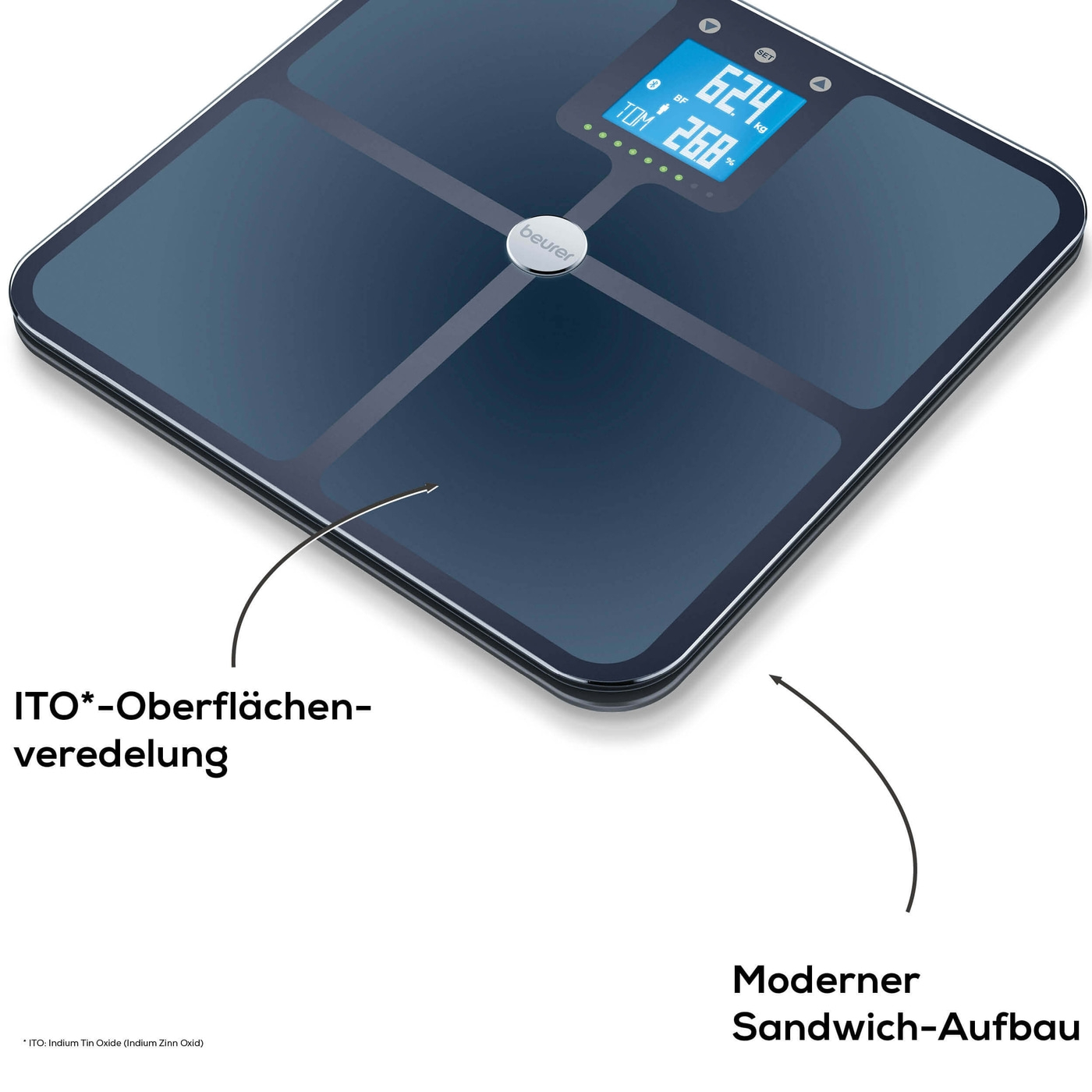 Beurer Diagnosewaage BF 950 Black-Körperanalysewaage mit Schwangerschaftsmodus & App-Anbindung - bis 180 kg
