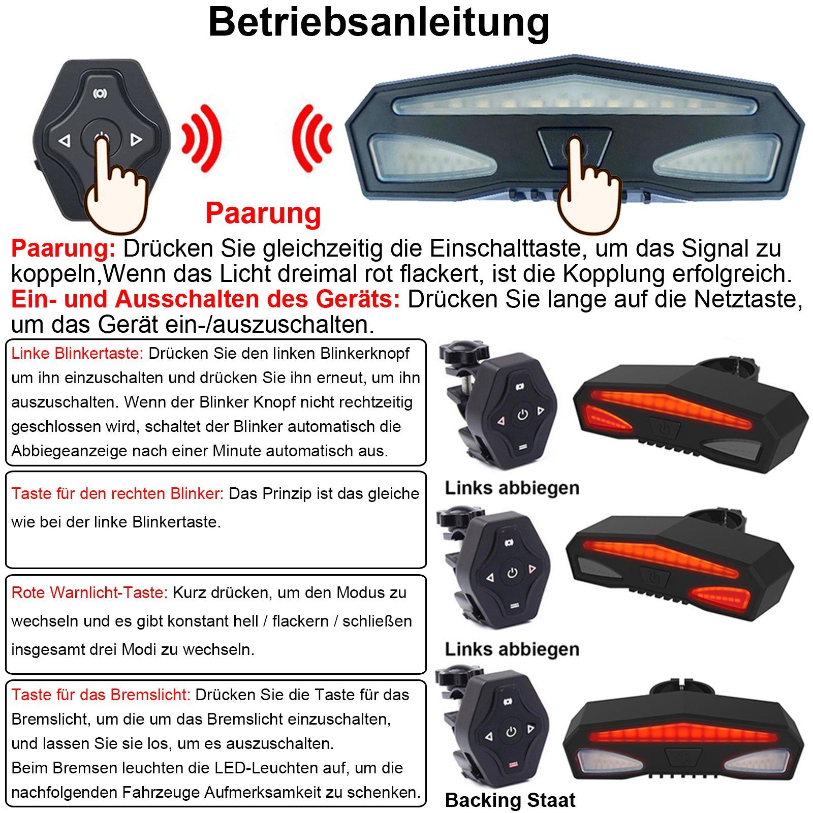 Sunicol Fahrrad-Rücklicht Solarbetriebenes Sicherheitsflutlicht, 6500K, für Außenparkplätze, Drahtlos, Fernbedienung, Wasserdichte, USB wiederaufladbar
