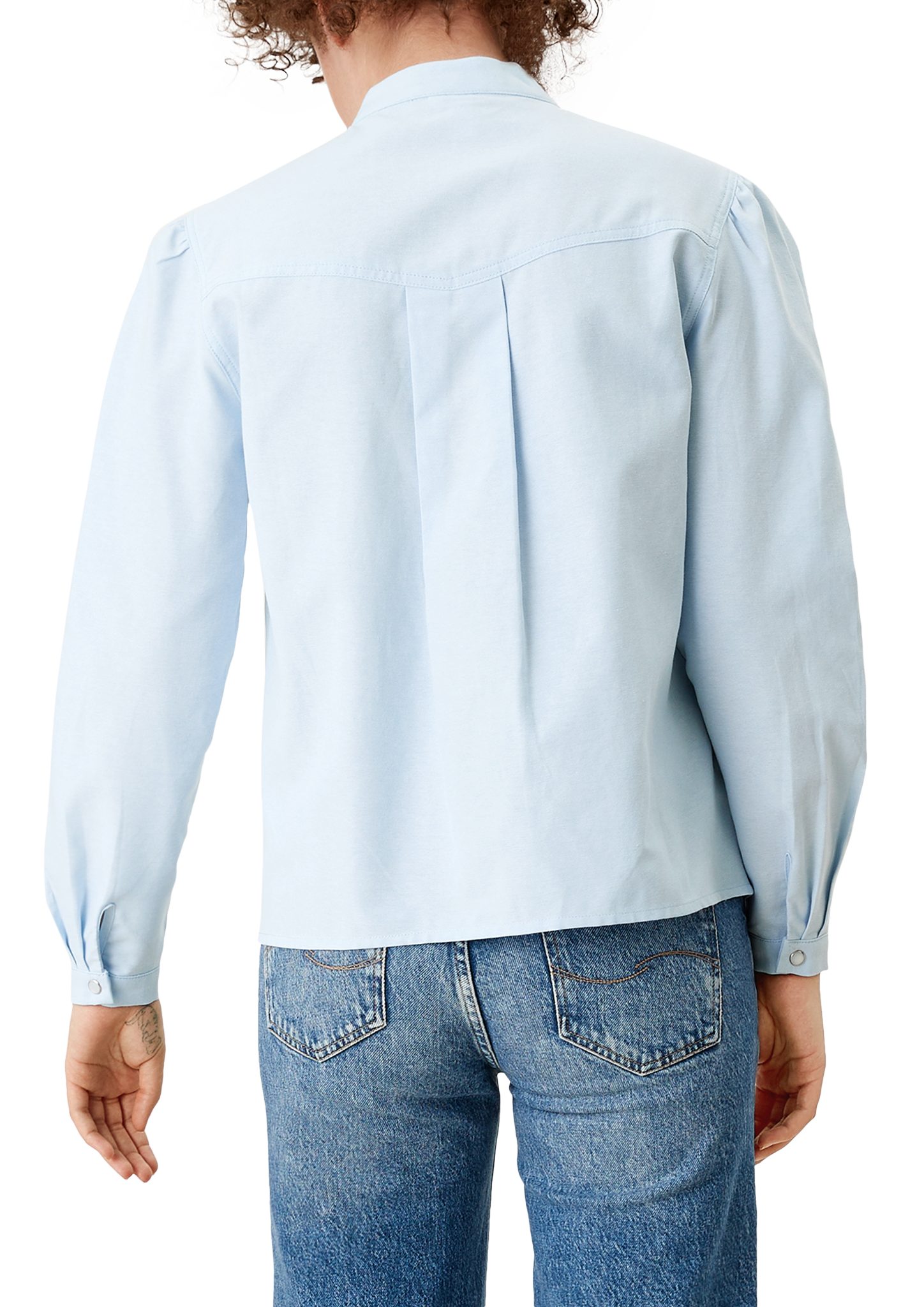 QS Langarmbluse Bluse im Vintage-Look Stickerei, Teilungsnähte