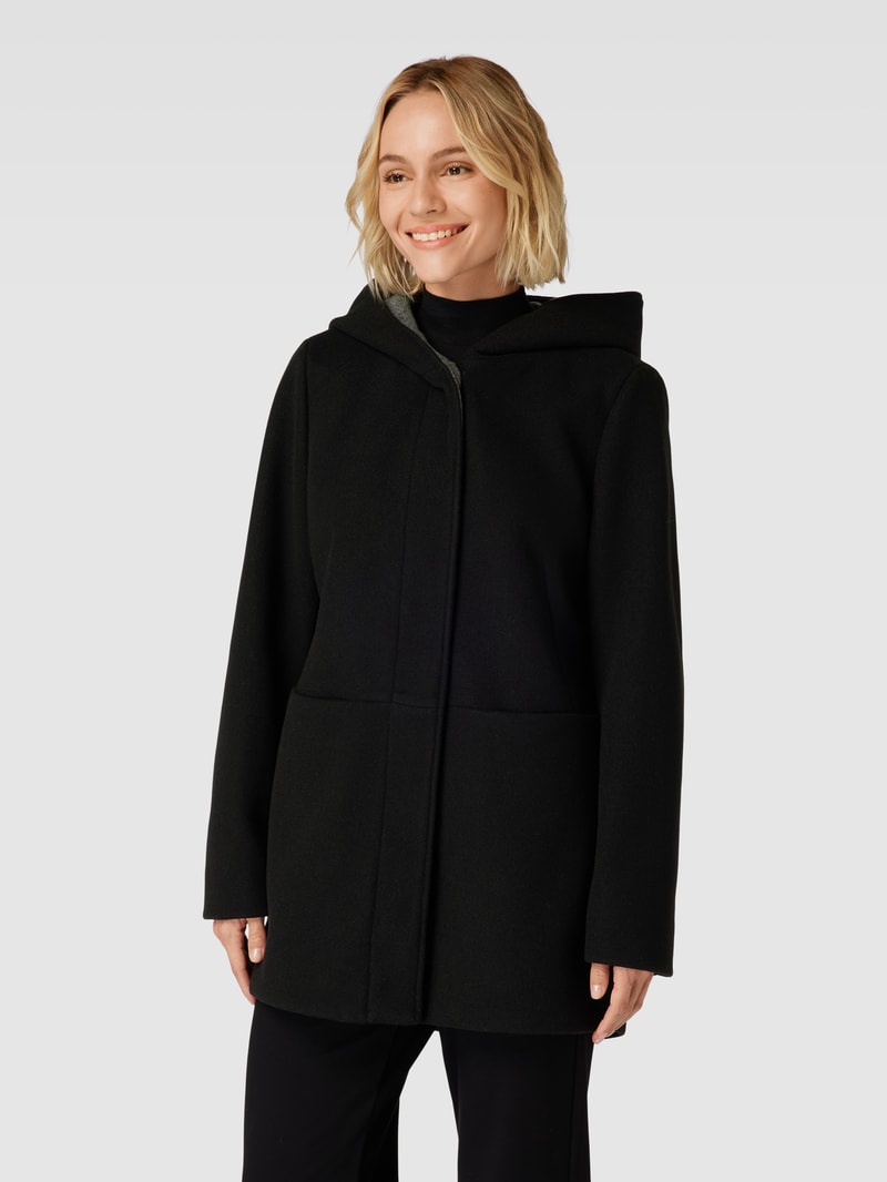 Kurzmantel mit Eingrifftaschen in schwarz