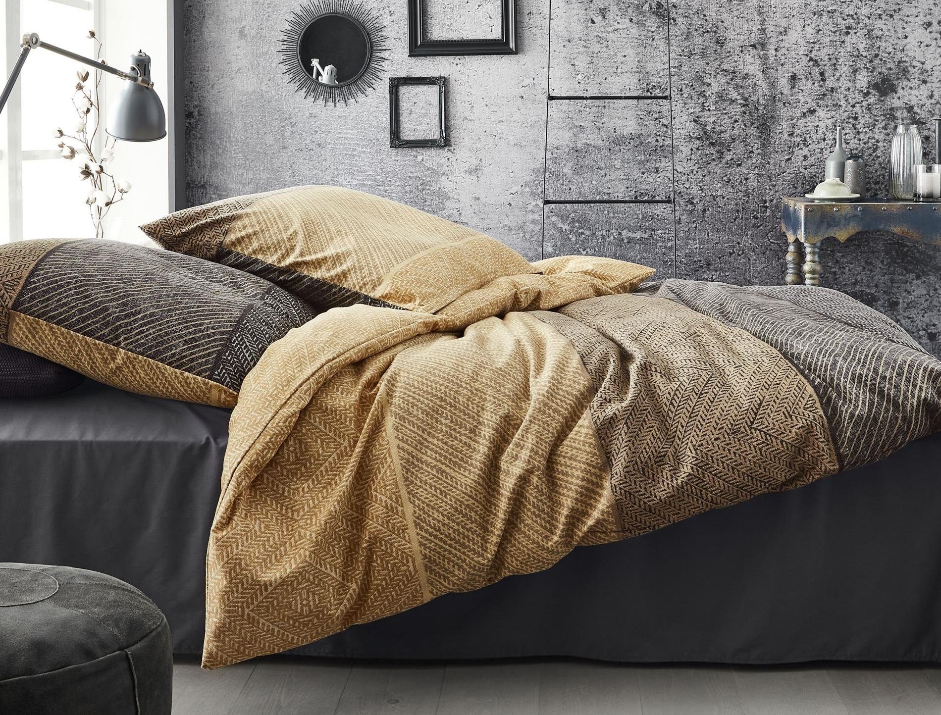 Bettwäsche Bettwäsche Irisette Biber Koala 8430-40 Honig Anthrazit Gold 135x200, Irisette, 2 teilig