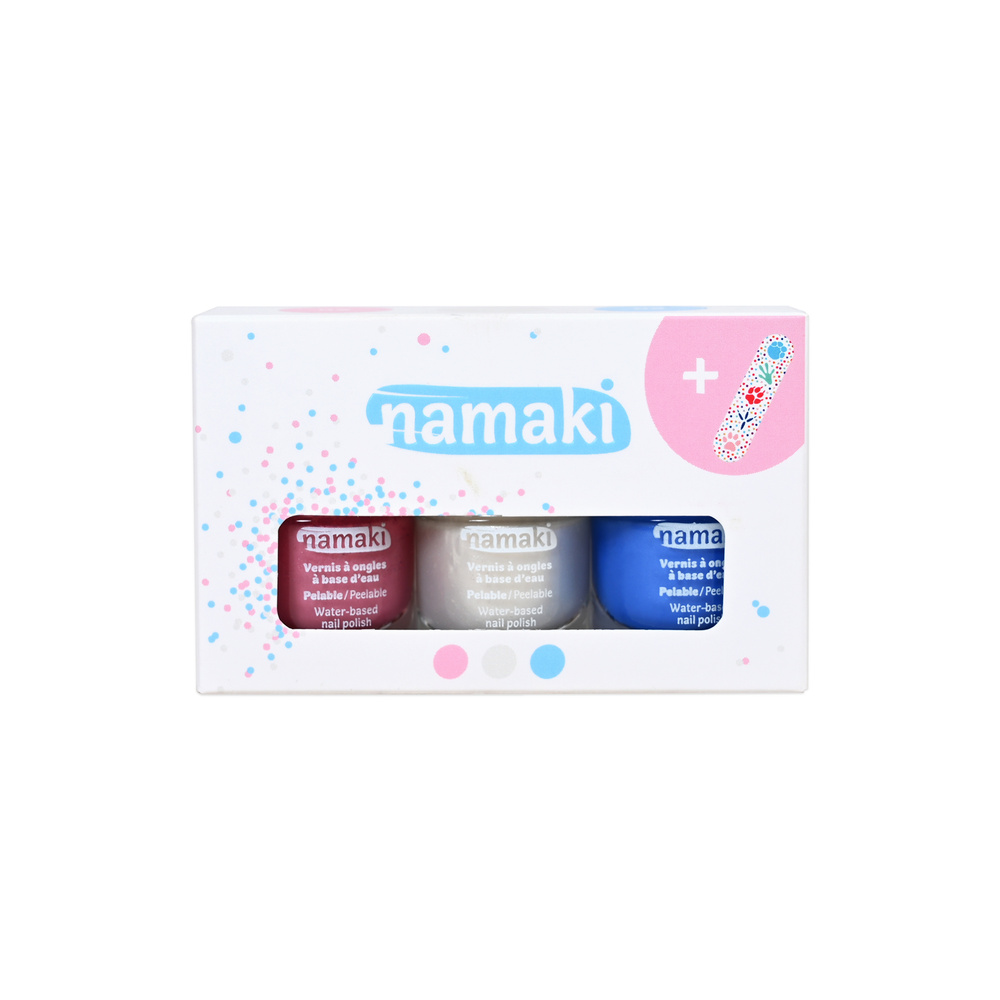 namaki Coffret 3 vernis Rose - Blanc - Bleu ciel + lime offerte Vernis à ongles à base d'eau