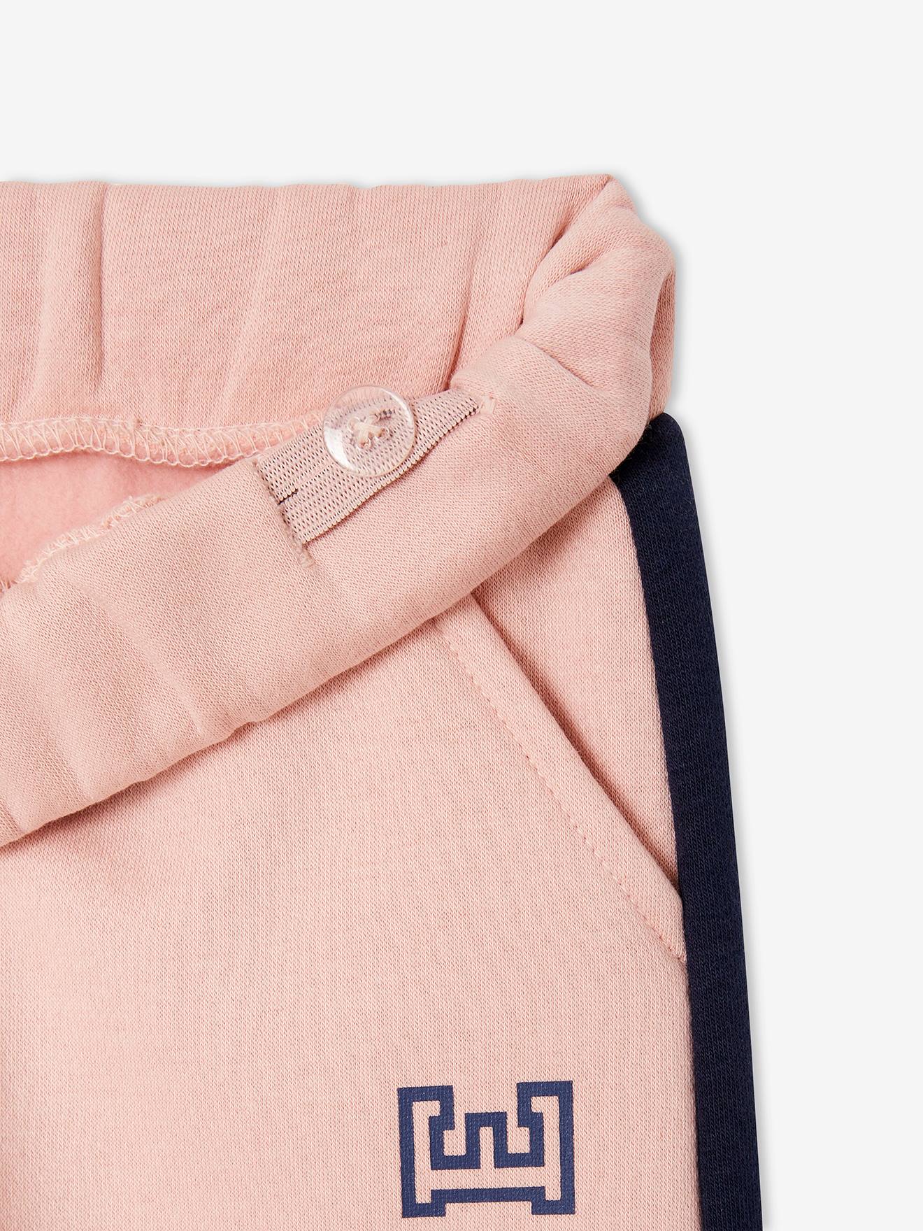Pantalon de sport fille en molleton bandes côtés prune