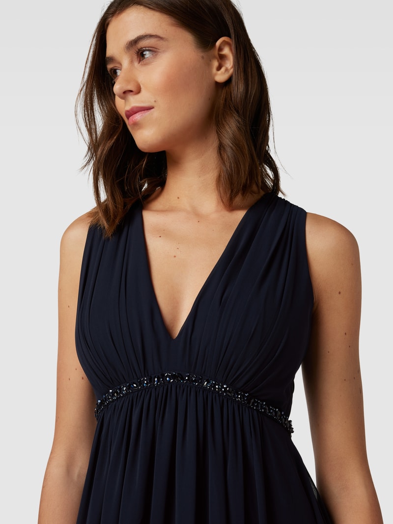 Abendkleid mit Raffungen in marineblau meliert
