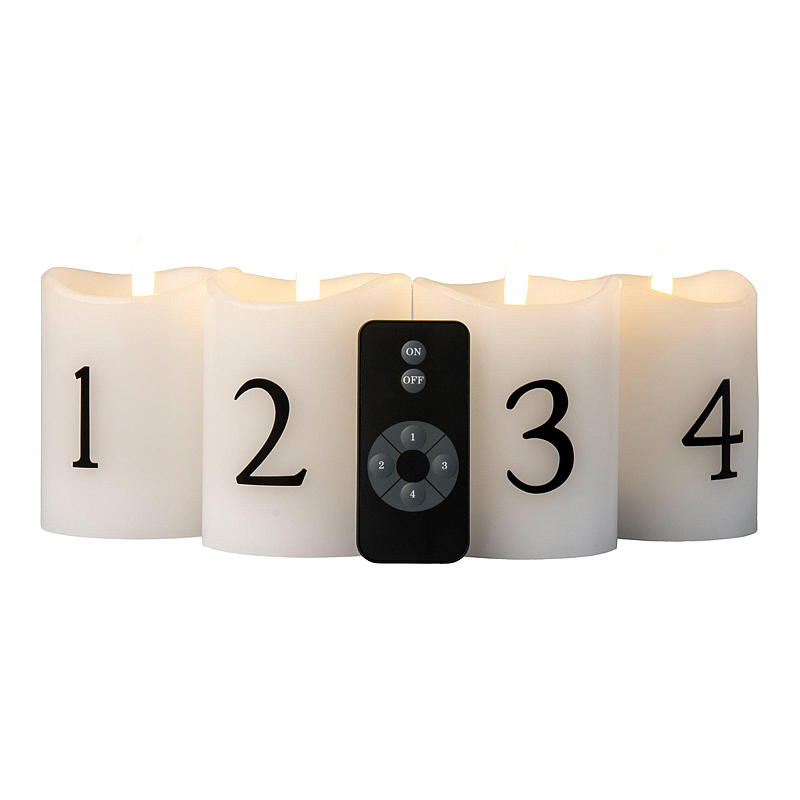 Vie Selected Adventslys 4-pk LED m/tall og fjernkontroll