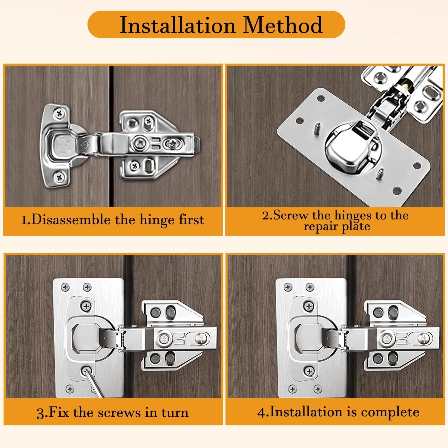 Olotos Möbelbeschlag Scharniere Scharnier Schrankscharniere Küchenschrank Türscharniere (8 St), reparaturset Reparaturplatten mit Schrauben für Schrank Möbel Fenster