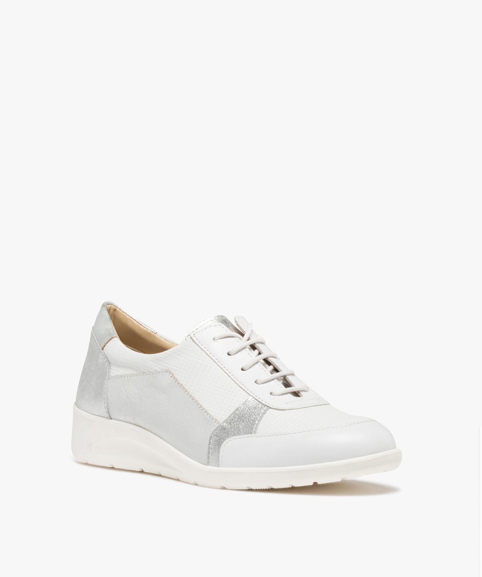 Derbies femme confort style baskets en cuir blanc | GEMO