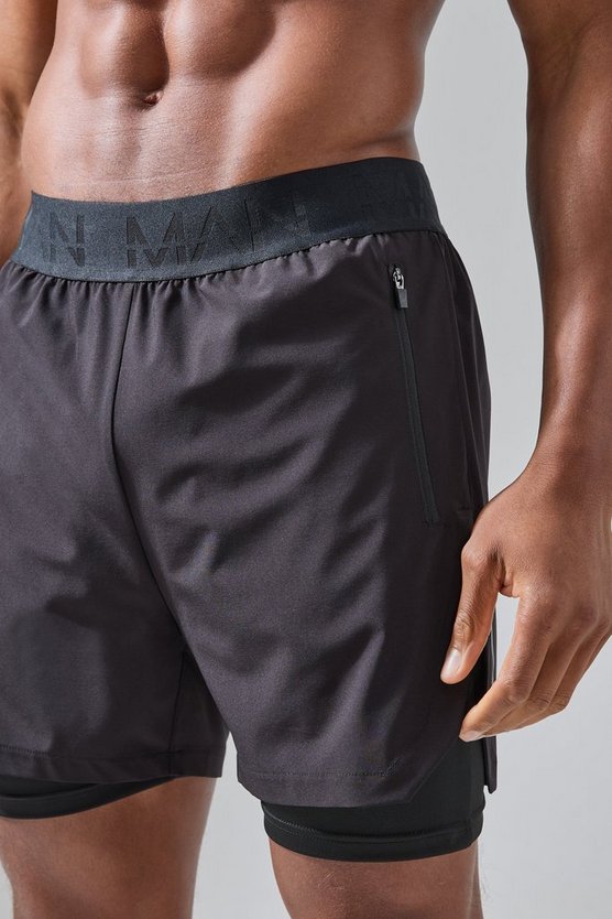 Man Active 2-in-1 Shorts mit extremem Schlitz