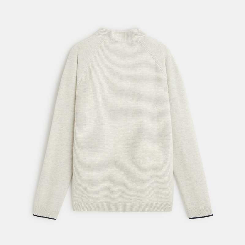 Gilet teddy zippé en maille fine blanc garçon