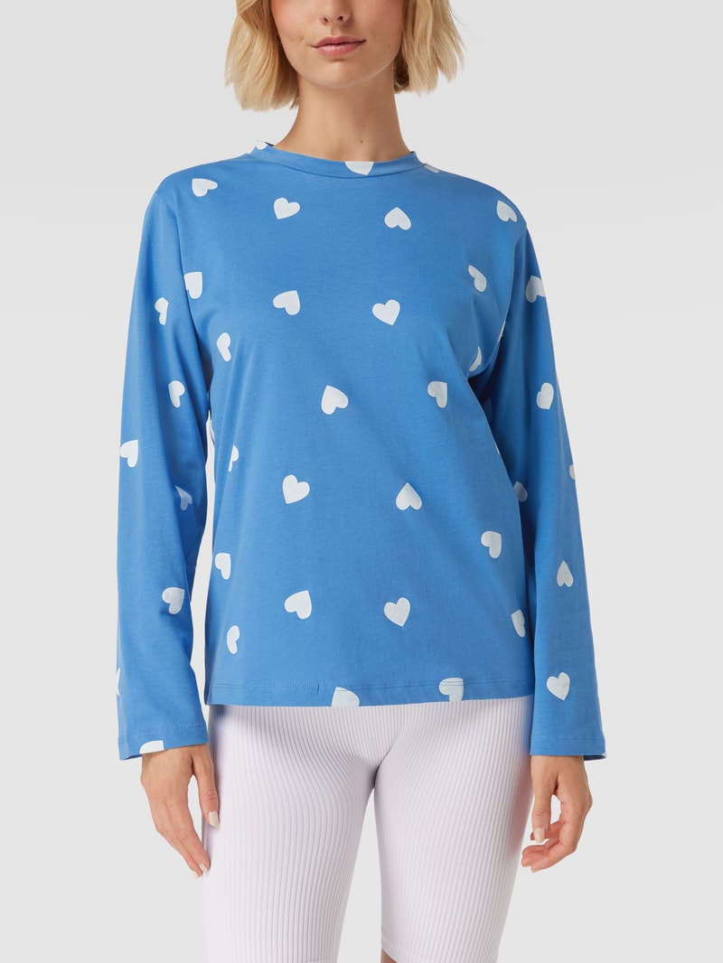 Pyjama-Oberteil mit Allover-Motiv-Print in blau