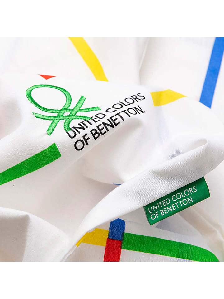 Benetton 3tlg. Bettwäsche-Set in Weiß/ Bunt günstig kaufen