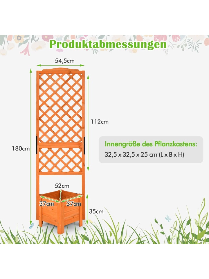 COSTWAY Blumenkasten mit Rankgitter in Orange günstig kaufen onesize