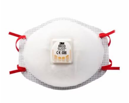 Masque anti-poussière 3M 1.21.15.883.30 8833 avec valve d'expiration FPP3 (lot de 10)