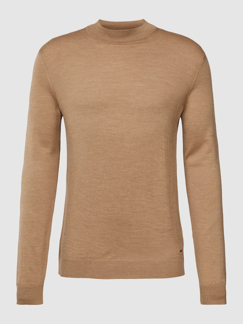 Strickpullover mit Rundhalsausschnitt Modell 'Davide' in camel