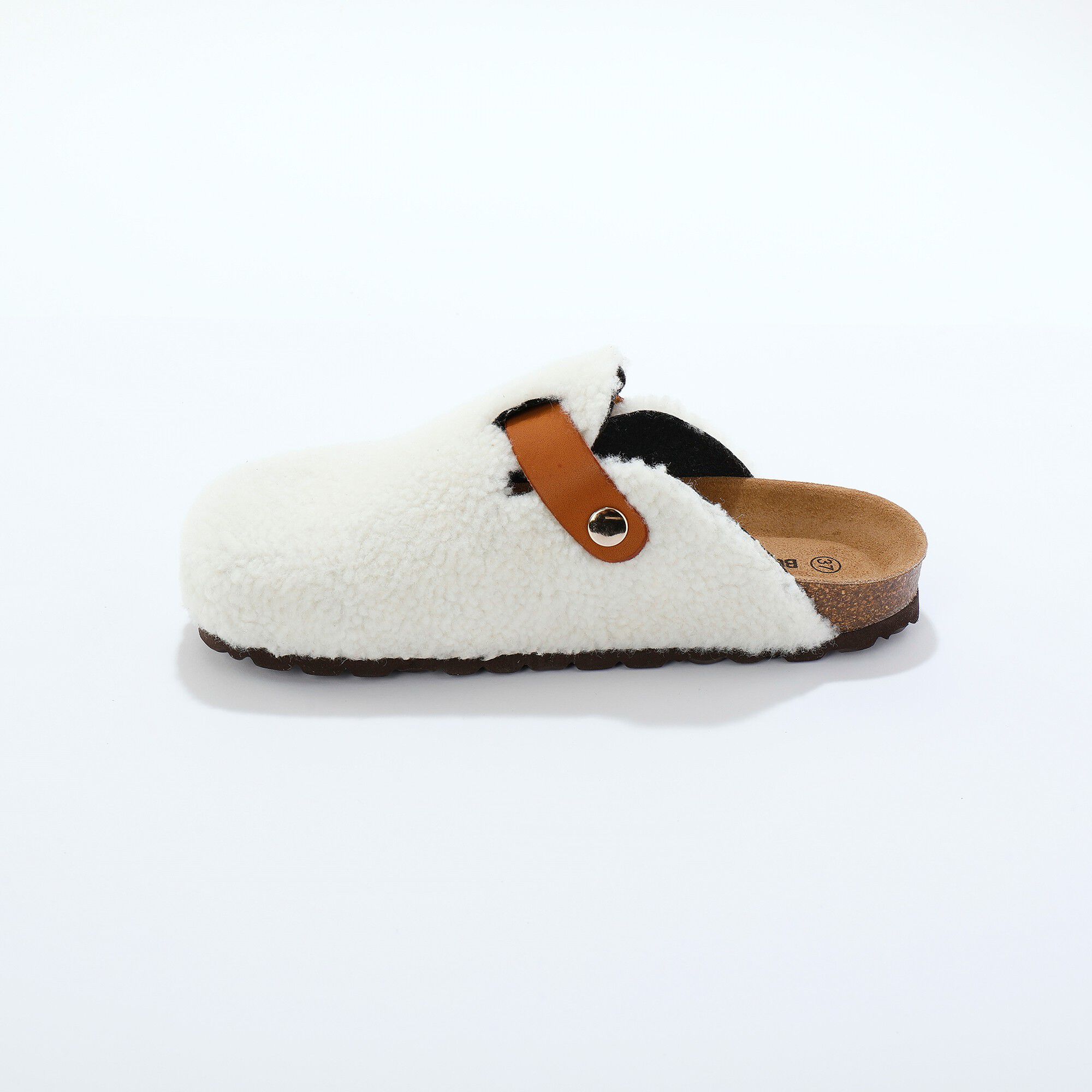 Chaussons sabot en sherpa à bride réglable