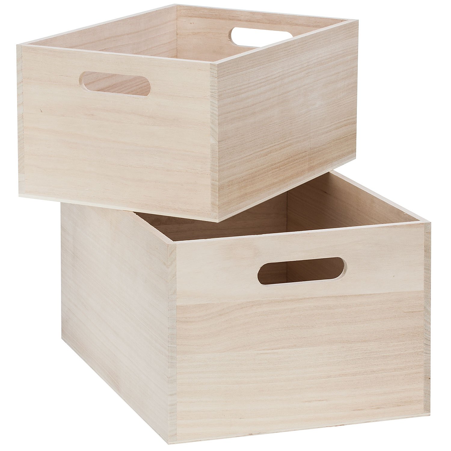 Holz-Kisten mit Tragegriffen, 36 x 26 x 19 cm und 32 x 22 x 15 cm, 2 Stück