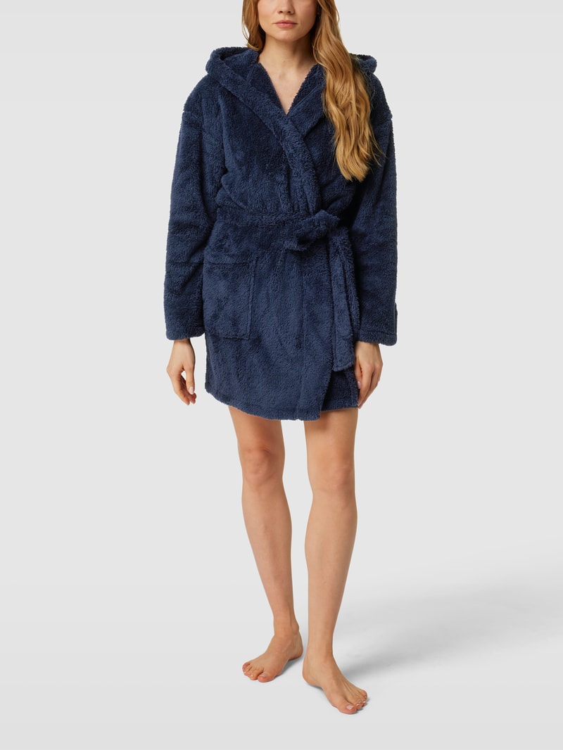 Bademantel mit Eingrifftaschen in marineblau