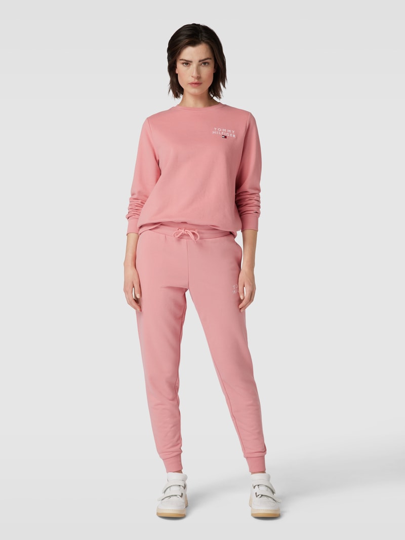 Trackpants mit Label-Stitching in altrosa