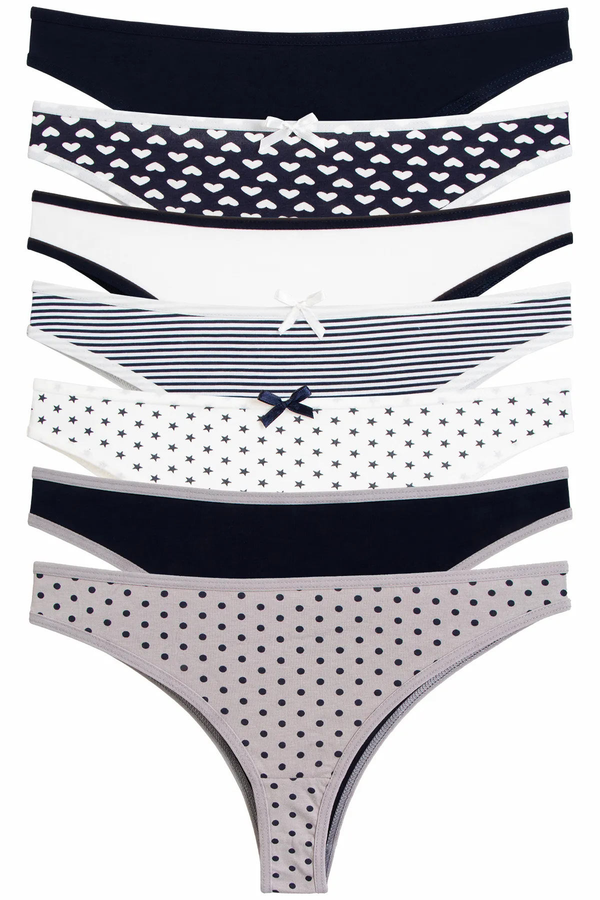 Nicoletta  Damen Höschen 7er Pack Lycra Tanga Bedruckt LACİ