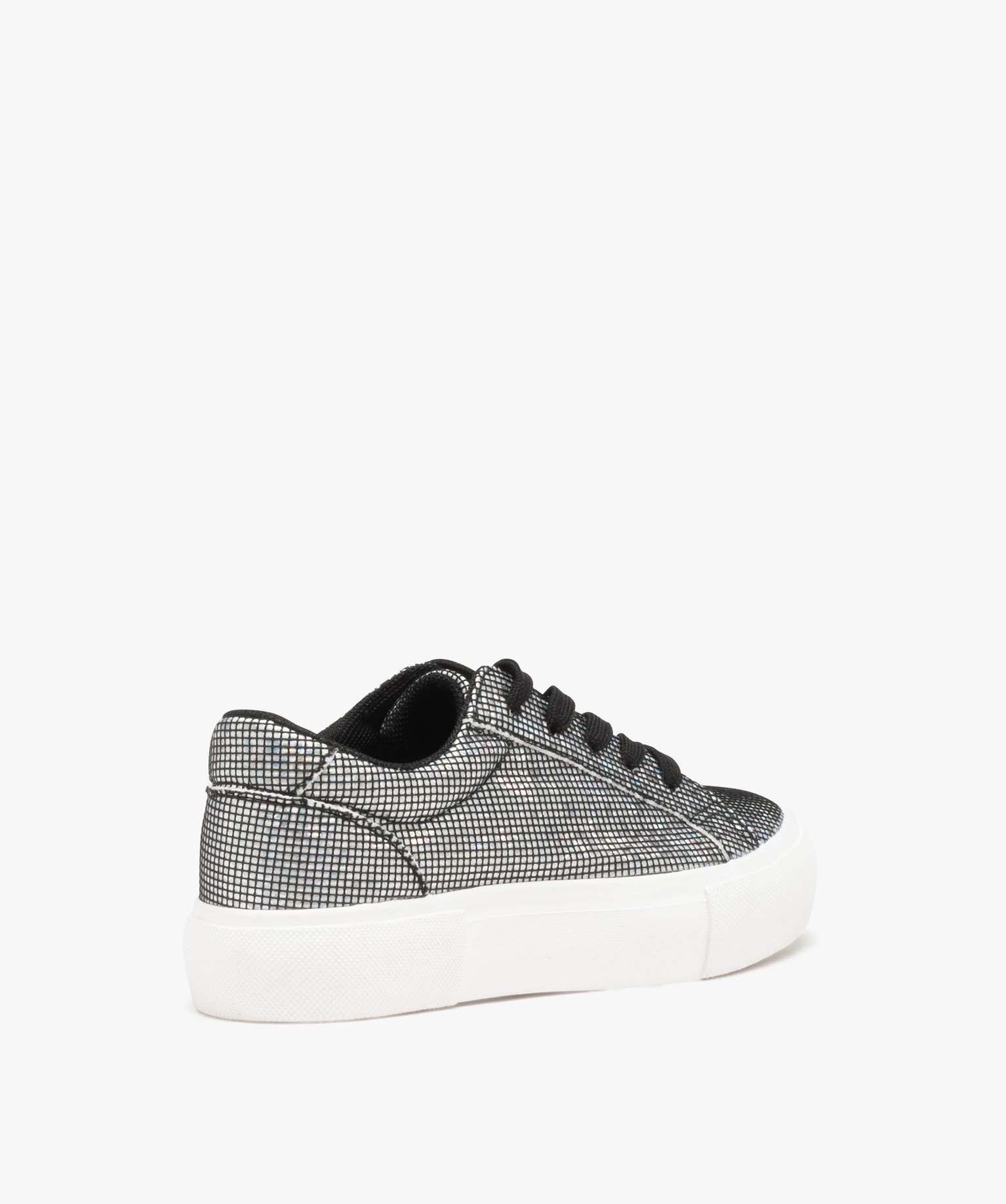Baskets fille irisées à semelle compensée effet filet argent | GEMO