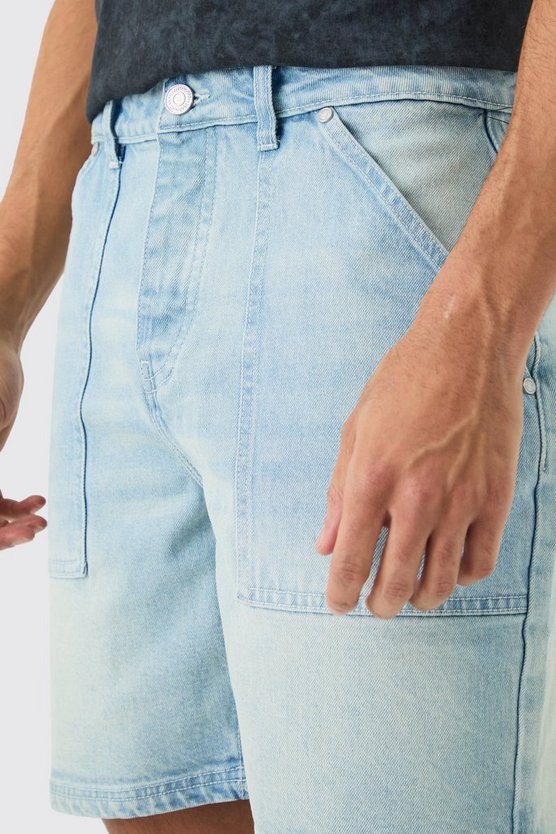 Lockere Jeansshorts mit Kontrast-Naht