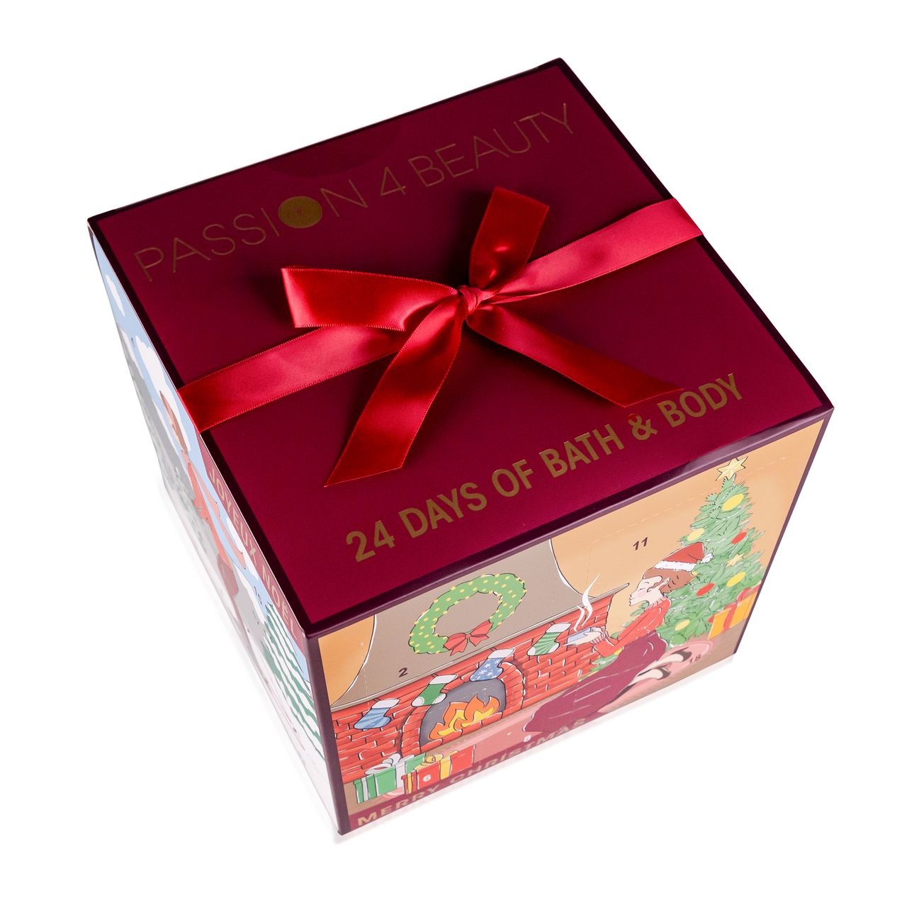 accentra Adventskalender LA BELLE FEMME NOEL in würfelförmiger Box mit Schleife