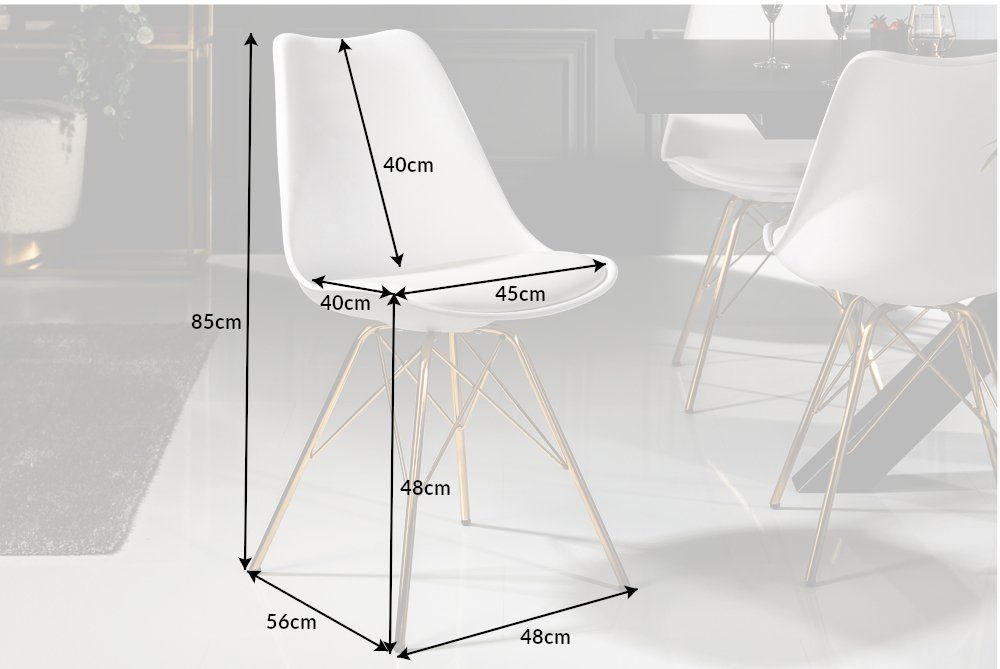 riess-ambiente Polsterstuhl SCANDINAVIA MEISTERSTÜCK weiß / gold (Einzelartikel, 1 St), Esszimmer · Kunstleder · Metall · Retro Design