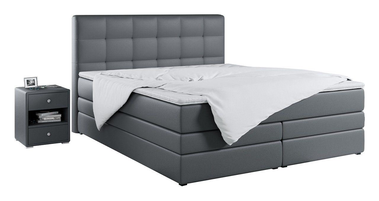 MKS MÖBEL Boxspringbett LUKA KING (King Doppelbett), Polsterbett mit Bettkasten und Zwei Matratzen
