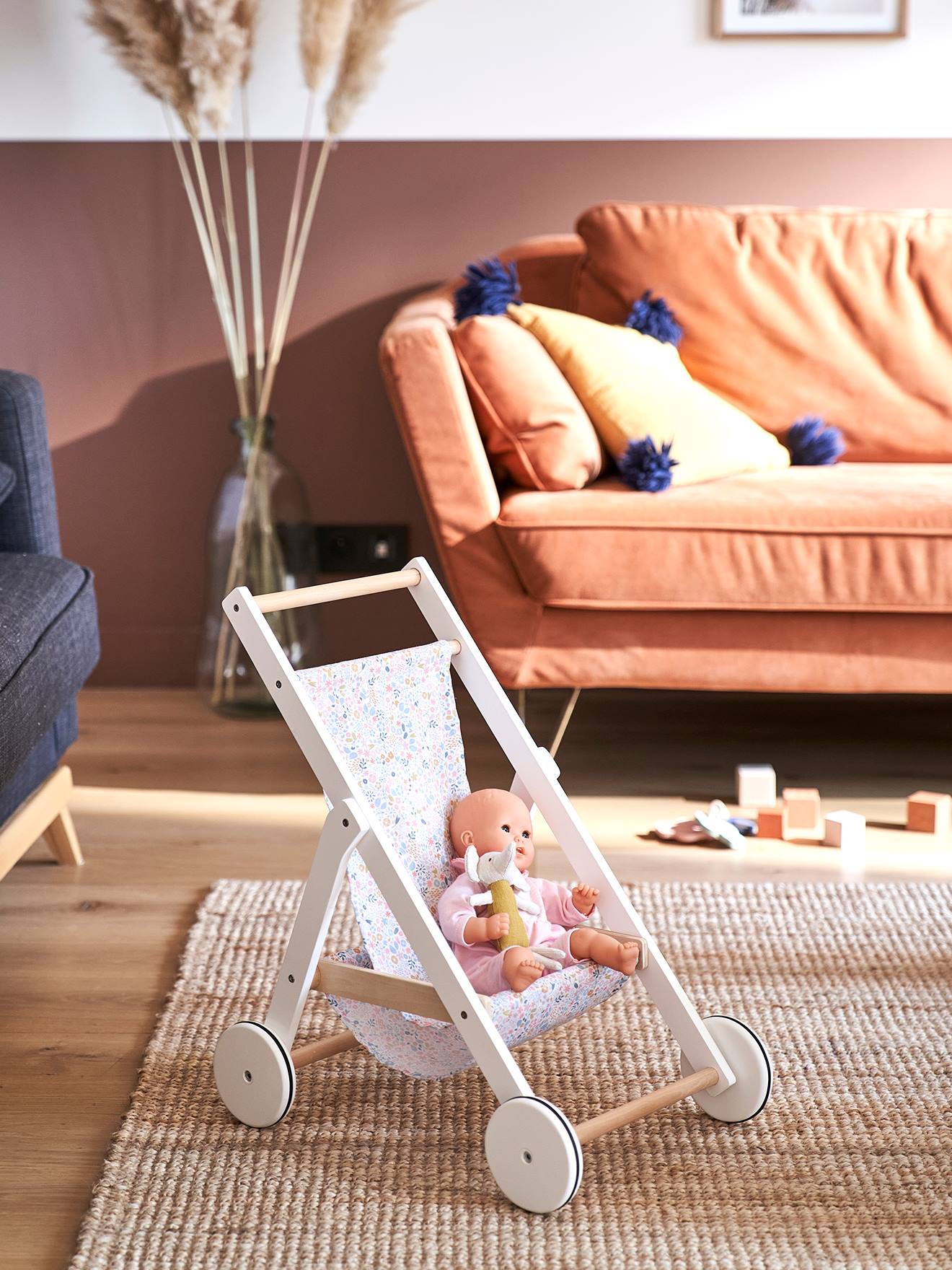 Poussette poupon en bois FSC® blanc