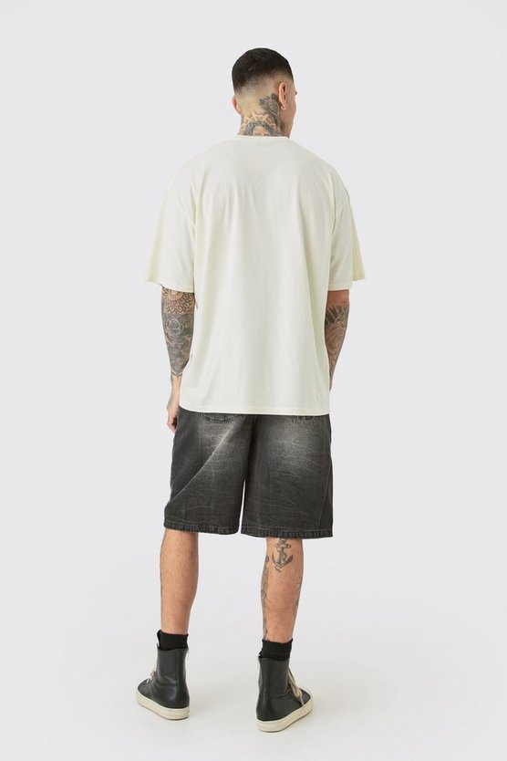 Tall Oversize T-Shirt mit Metallic Homme Lippen Print