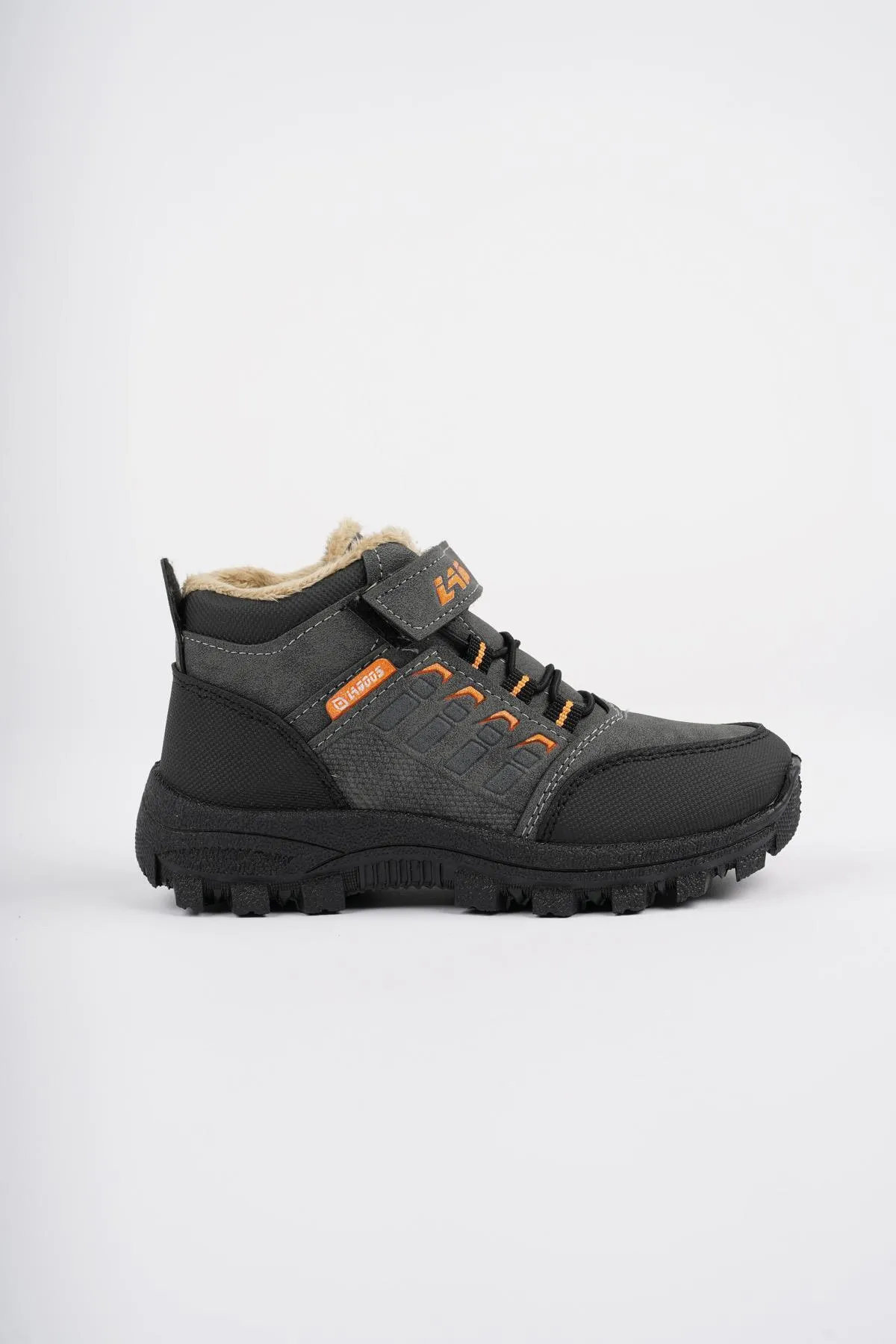 MUGGO  Bob Guaranteed Schnür-Klettverschluss-Unisex-Kinder-Outdoor-Winterstiefel mit Fell innen